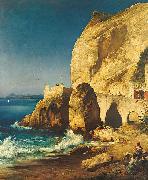 Albert Hertel Piece on the shores of Capri with people France oil painting artist
